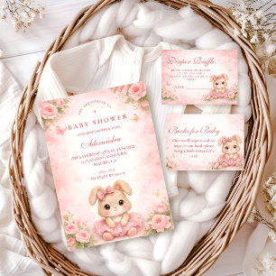 Roze Konijn Bloemen Baby Shower Servet