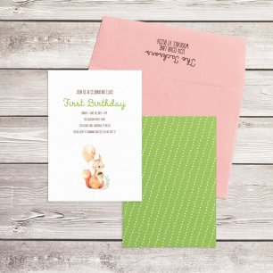 Woodland Animal First Birthday/Shower Invitation Kaart