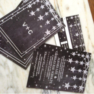 Avond-trouwbord onder de sterren kaart