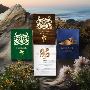 Rustieke Tropische Mystic Island Bruiloft Bedankkaart