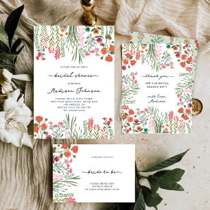 Colorful Wildflower Bridal Shower Invitation Kaart