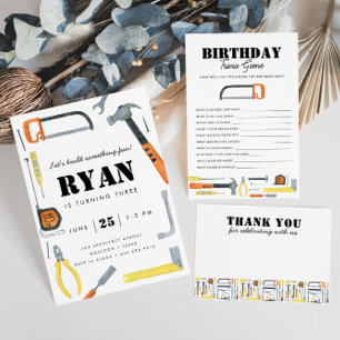 Laten we bouwen! Boy's Construction Tool Verjaarda Kaart