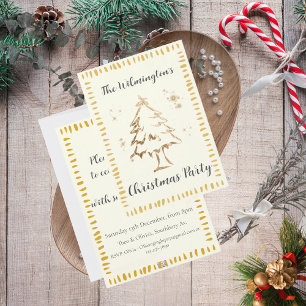 Feestelijke Golden Tree kerstfeest uitnodiging