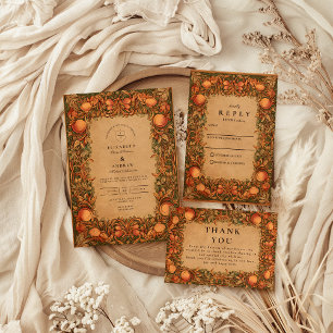  granaatappel Art Nouveau bruiloft Kaart
