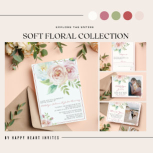 Zachte Floral Romantic Greenery Pink Mauve Wedding Kaart