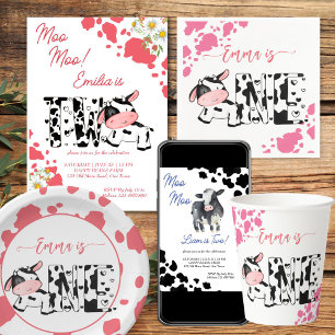 Moo moo koe zwarte en blauwe koe verjaardag kaart
