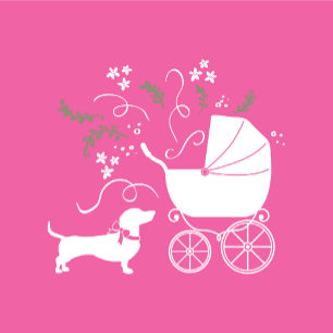 Dachshund Wiener Dog Baby shower Pink Girl Kaart