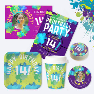 Leuke Kleurrijke Paintball Doel Spletters Pistool  Zandsteen Onderzetter