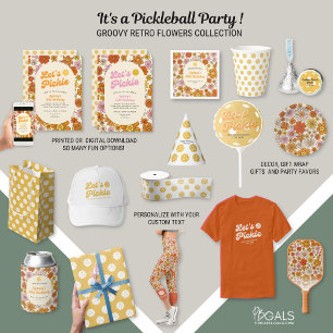 Retro Hippie 70s Bloemen Patroon Pickleball Party Servet