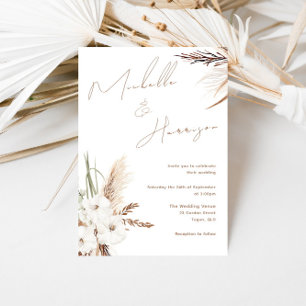 Bohemian White Floral Modern Spring/Fall Wedding Kaart