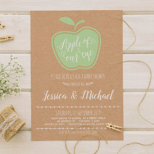 Faux Kraft Rustic Apple of My Eye Baby shower Kaart