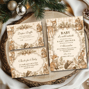 Neutrale Bos Kerst Baby Shower Servet