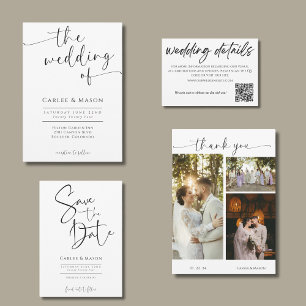 Elegante Klassieke Zwart en Wit Bewaar de Datum Save The Date