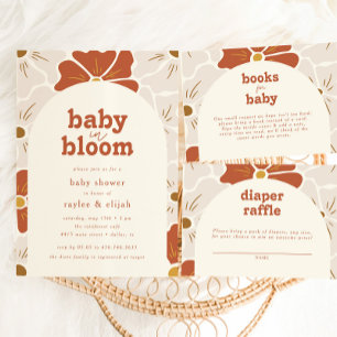 Retro Groovy Bloemenboog Baby in Bloom   Boho Kaart