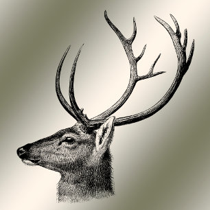 Kerstgroet Floral Reindeer Golden Winter Feestdagenkaart