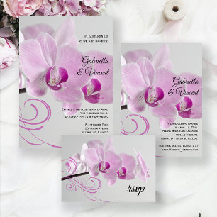 Roze orchidee Elegance Wedding RSVP Respons Kaart