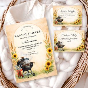 Rustieke Zonnebloem Baby Q Baby Shower Kaart