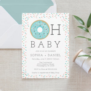 Moderne Donut Book Request Baby shower Card Informatiekaartje