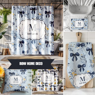 Op maat gemaakte elegante blauwe strik bloemige mo theedoek