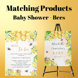 Cute bee Baby shower yellow florals mam to bee Kaart