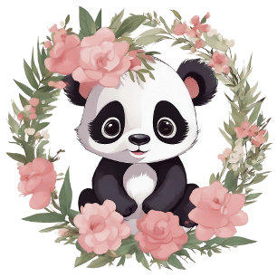 Schattig Baby Panda Beer met bloemen T-shirt