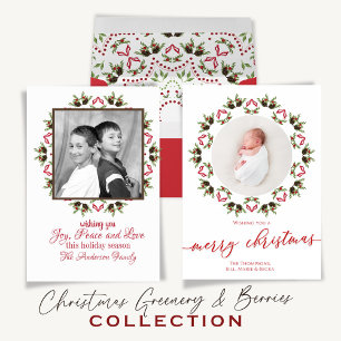 Vrolijk Kerstmis Rood Groen Pinecone Partij QR Cod Kaart