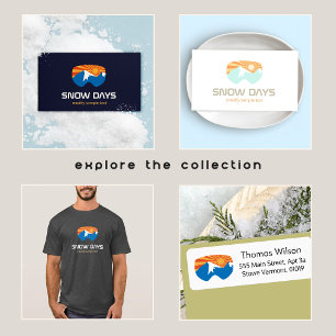 Skier Snow Goggles Skiing Mountain Visitekaartje Vierkante Sticker