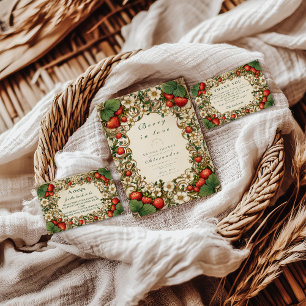 Aardbeien Cottagecore Botanische Bruiloftsborrel Servet