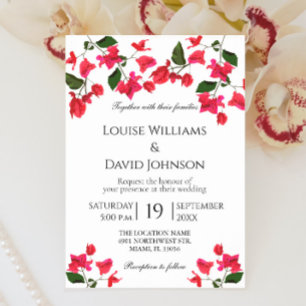 Mediterranean Bougainvillea Wedding Invitation Kaart