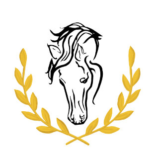 Elegant Ruiterlijk Witte Paard Gouden Laurier Teru Etiket