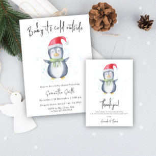 Arctic schattige pinguïn dank u baby shower bedankkaart