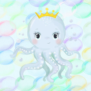 Onder het Zee Prins Octopus Boy Baby shower Kaart
