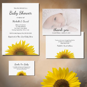 Moderne zonnebloem Genderneutraal Baby shower Uitnodiging Briefkaart