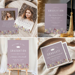 Boho Wilde Bloemen Mauve Afstudeerfeest Servet