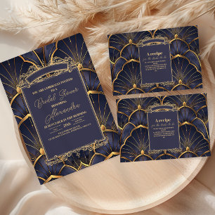 Paarse  Art Deco Vrijgezellenfeest Informatiekaartje