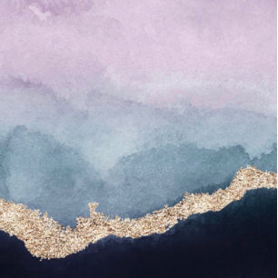 Paarse puinblauwe Waterverf Agate Gold Wedding Kaart