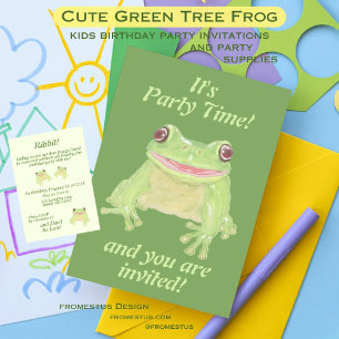Cute Green Tree Kikker - 3x transparant patroon. Inpakpapier Vel