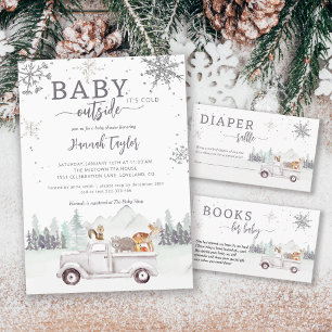 Budget Winter Woodland Baby shower Uitnodiging
