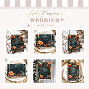 Sierbloemen bruiloft Art Nouveau Bedankkaart