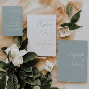 Modern Script Zee Glass Wedding RSVP Kaartje