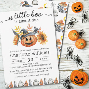Cute Halloween Pumpkin Little Boo Baby shower Kaart