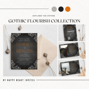 Gotische bloei Halloween vakantie foto bruiloft Kaart