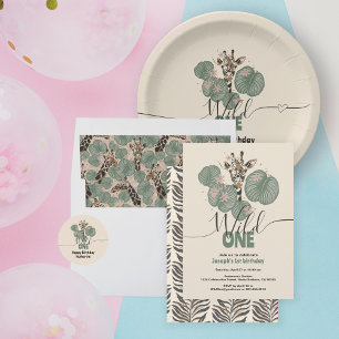 Wild Safari Giraffe Animal Verjaardagsfeest Cadeaupapier