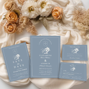 Elegante hand getrokken palmboom bruiloft bedankkaart