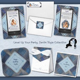 Moderne Blue Denim Smartphone Dank u kaart