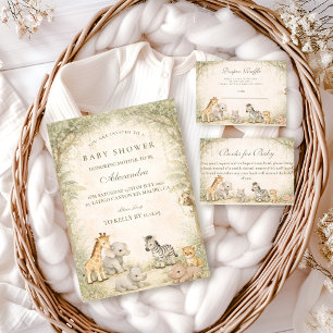 Safari Jungle Dieren Baby Shower Luiers Raffle Informatiekaartje