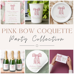 Coquette Roze Waterverf Bow Vrouwelijke Dag Party Papieren Bordje
