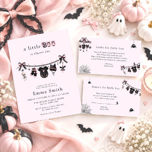 Little Boo Roze en Zwarte Waslijn Baby Shower Kaart