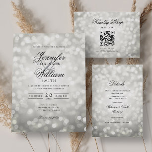 Elegante bruiloft RSVP Bokeh Lights  Zilver