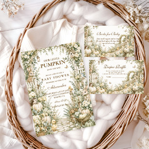 Tuin van een cottage Kleine Pompoen Baby Shower Kaart